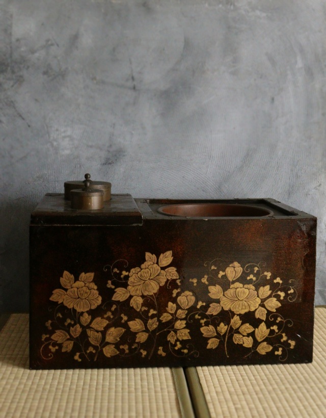 蒔絵長火鉢 梨地 手あぶり 蒔絵火鉢 卓上火鉢 煎茶 風炉 Antique Sam's
