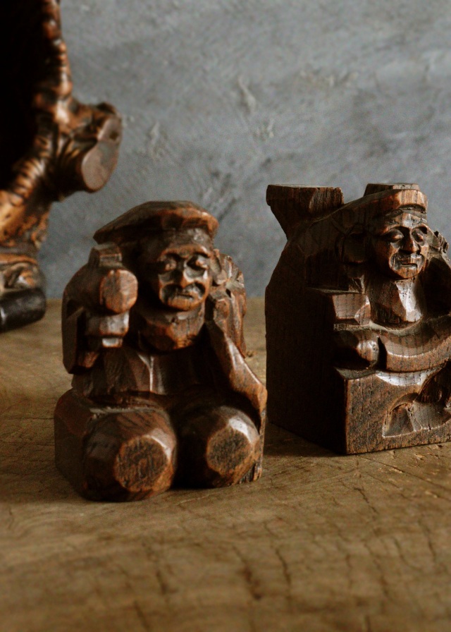 木の瘤厨子入り恵比寿大黒像 木彫 民藝 厨子 木彫仏 Antique Sam's