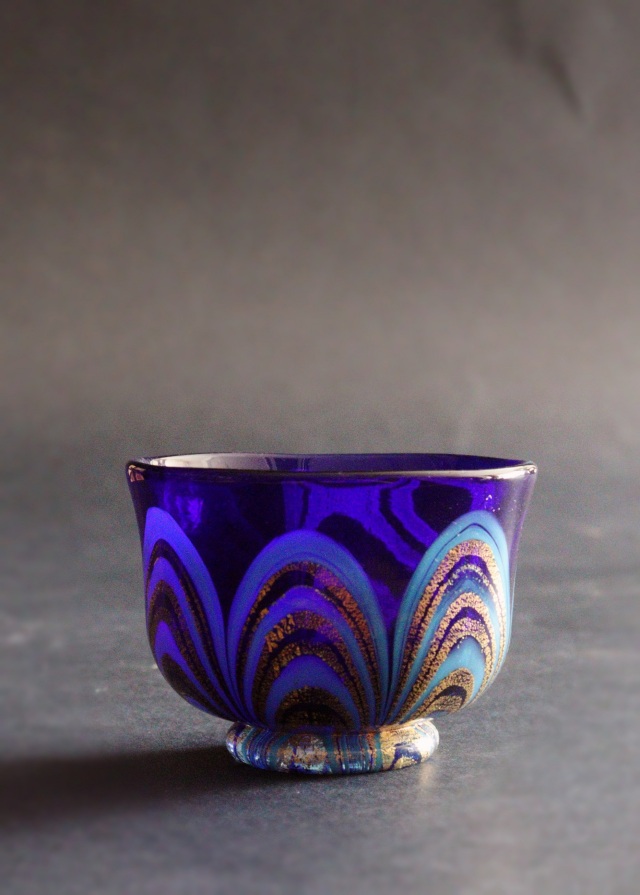 岩田久利作 ガラス盃 ガラス酒器 瑠璃金彩ガラス 酒盃Antique Sam's