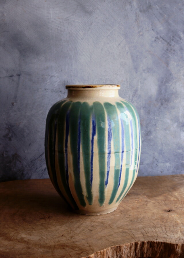信楽焼 すだれ釉壷 民藝 茶壺 花器 投げ入れ 壷 簾
