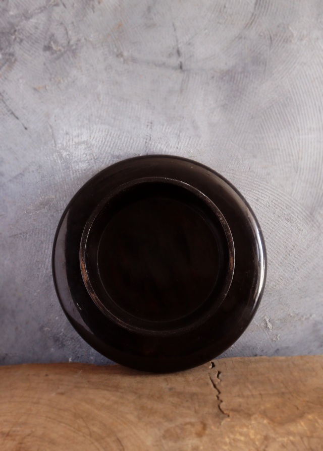 会津盆 御膳 酒器 丸膳 くり貫き膳 古道具 お盆 膳 直径350mmAntique