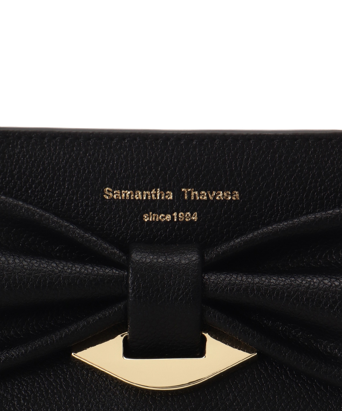 リボンモチーフ スプリットレザーハンドバッグ(FREE ブラック