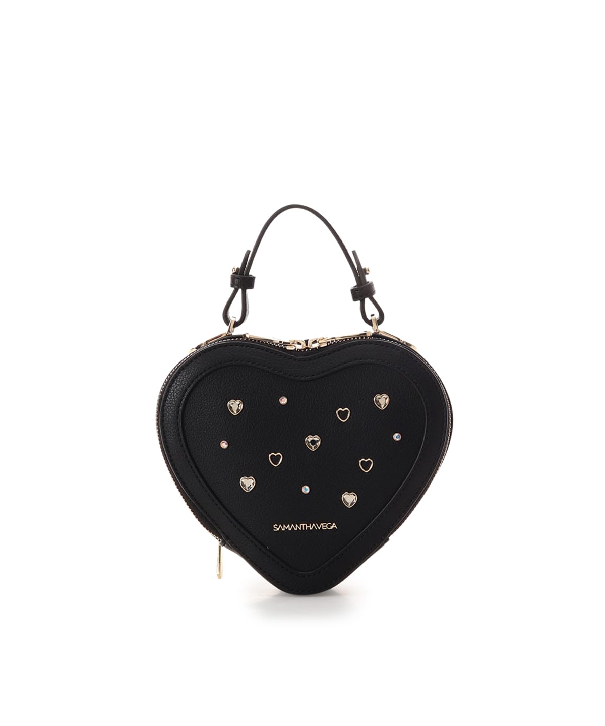 ツイードリボンハート型ショルダーバッグ(FREE ブラック