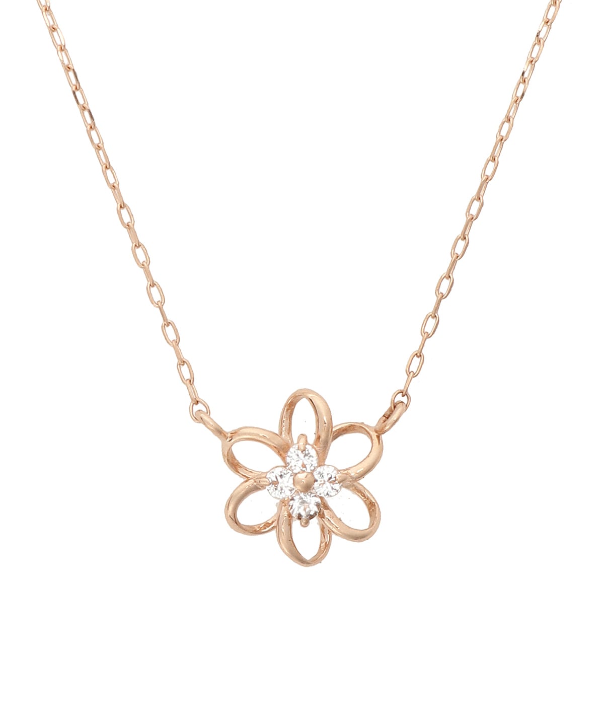 K10 PG ストーンフラワーネックレス(大)(40cm K10 PG): Samantha