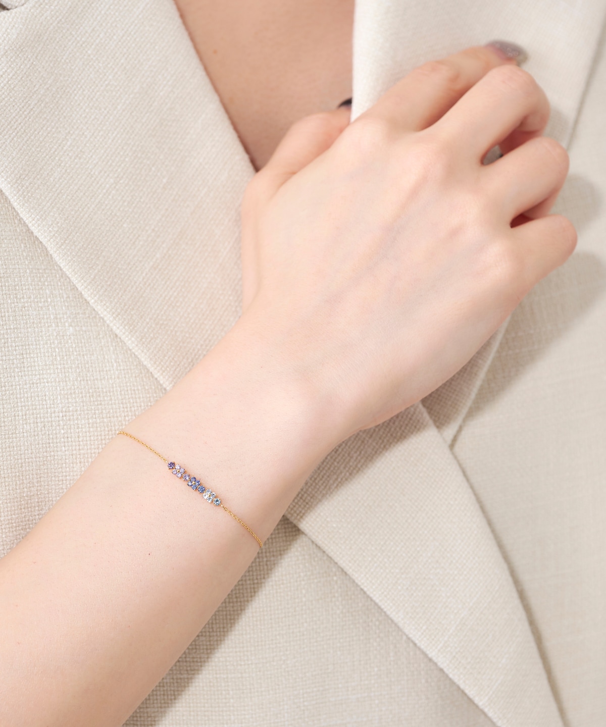 フラワーモチーフバンド ブレスレット(18cm SILVER YGメッキ