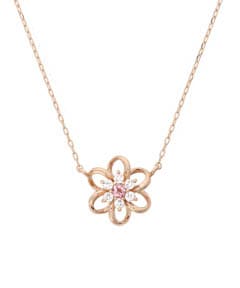 K10 PG ストーンフラワーネックレス(大)(40cm K10 PG): Samantha