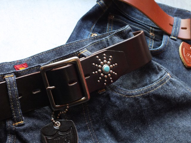 送料無料】通販 札幌 HTC BELT END ONLY #STARBURST TURQUOISE レザー