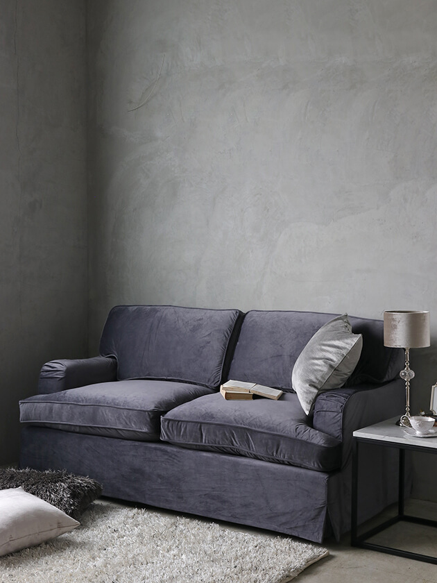 ClassicファブリックソファElsa用替えダークグレーベルベット(背もたれ