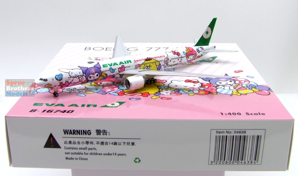 PHX04638 1:400 Phoenix Model EVA Air B777-300ER Reg #B-16740 Lolly