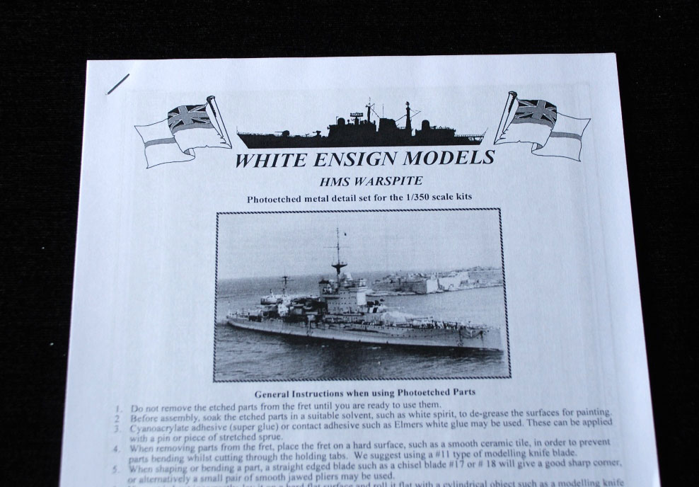 White Ensign Models HMS Warspite Photo Etch set 1:350 - Scale
