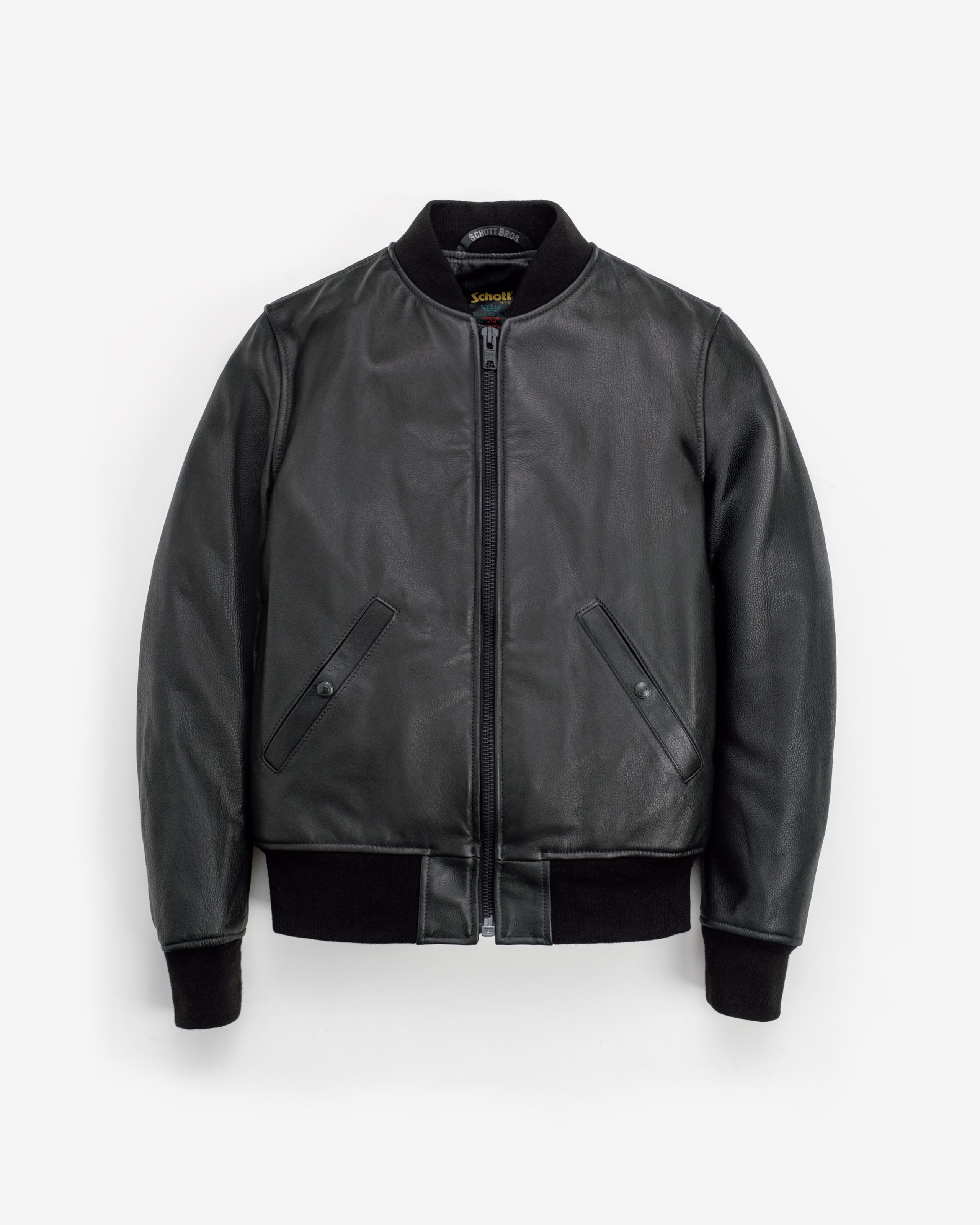 237 - Lightweight Natural Pebble Cowhide Leather Bomber Jacket