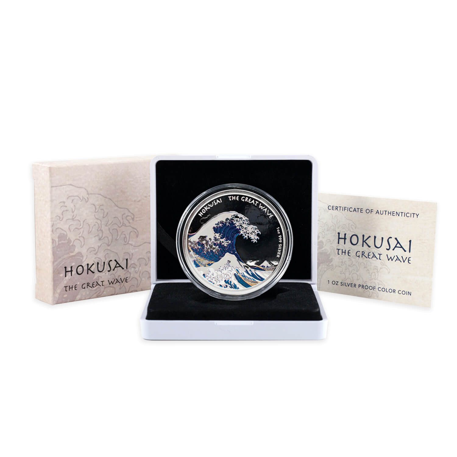 2017 Hokusai Great Wave Color 1 Oz Proof Coin .999 Silver