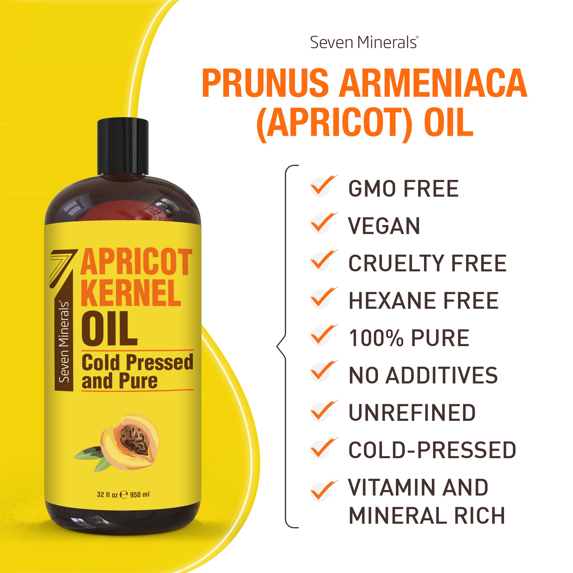 Pure Cold Pressed Apricot Kernel Oil - Big 32 fl oz Bottle - Non