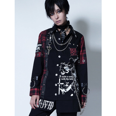 送料無料！】CUSTOM SKULL DARK PUNKISH CHECK シャツ ジャケット
