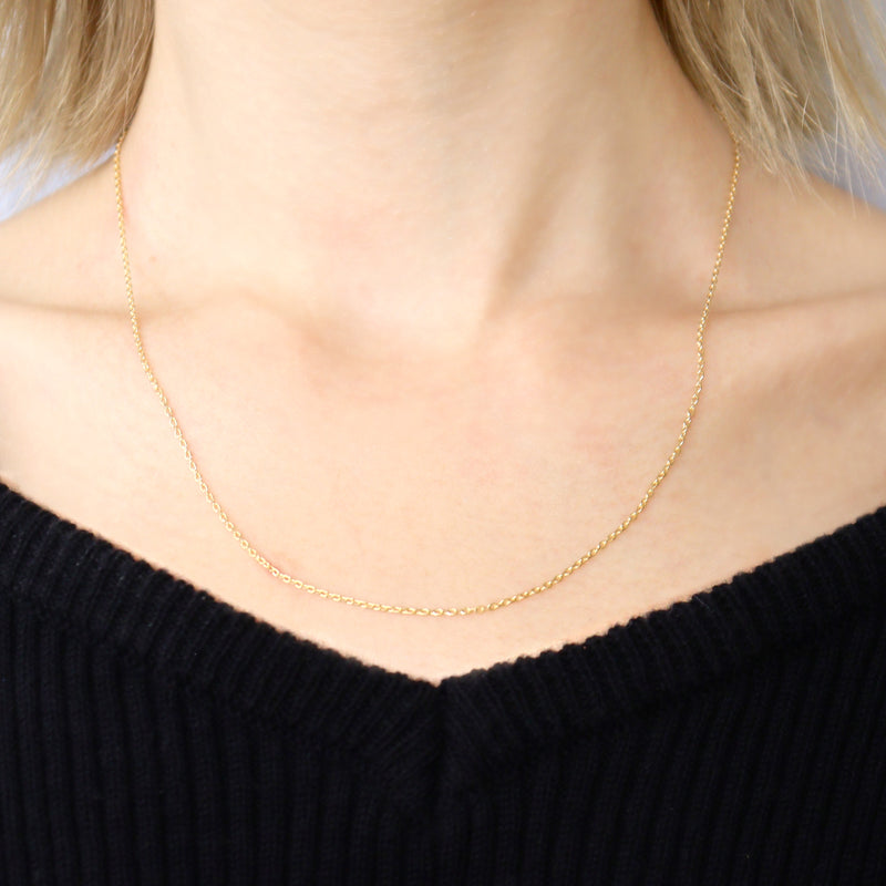 18金 ゴールドチェーン ネックレス あずき 軽量 約1.2mm 0.9g 40cm