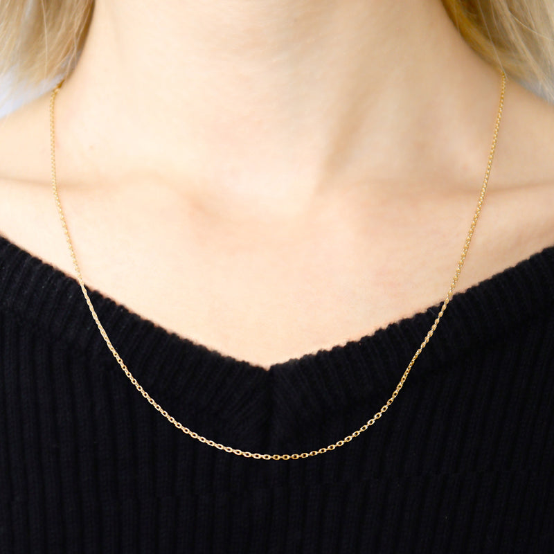 18金 ゴールドチェーン ネックレス あずき 軽量 約1.2mm 0.9g 40cm