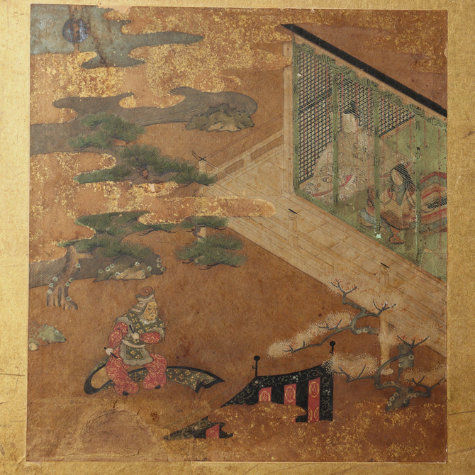 色紙貼交金枕屏風【Small golden folding screen】 [k0586] – 青梵