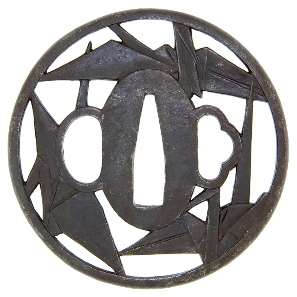 鍔 越前住記内作 折鶴透鍔(TU-280115)｜刀・日本刀の販売なら日本刀