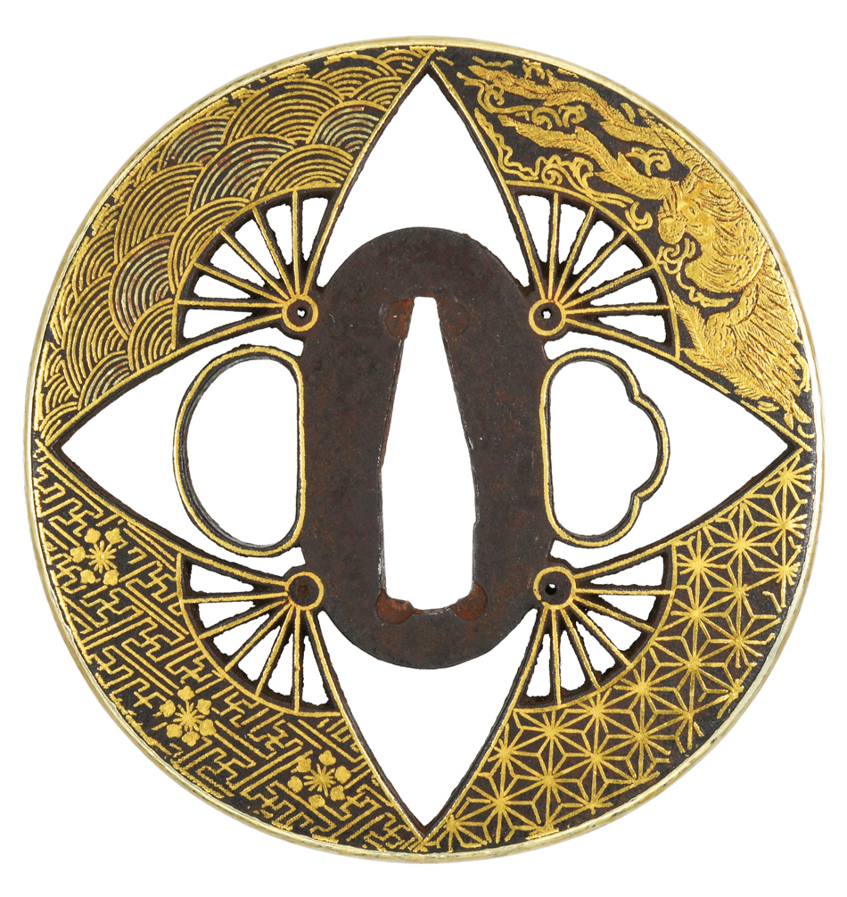 鍔 無銘 京献上 四方扇透鍔 (TU-080522)｜刀・日本刀の販売なら日本刀