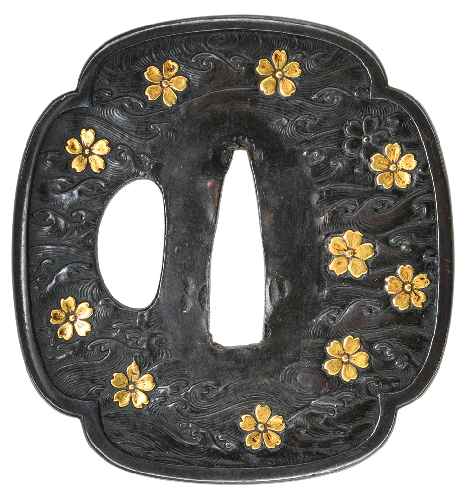 鍔 無銘 京金工 波桜図鍔(TU-051223)｜刀・日本刀の販売なら日本刀専門