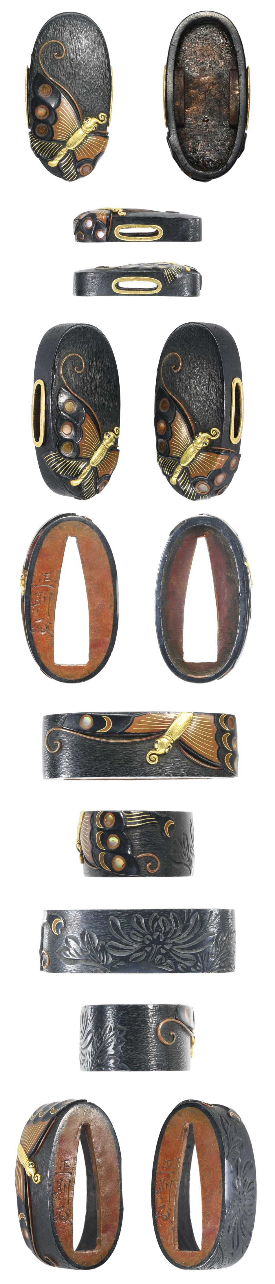 縁頭 銘 正則(花押) 蝶図 (FU-010925)｜刀・日本刀の販売なら日本刀