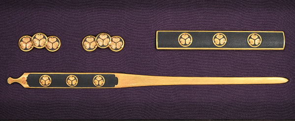 三所 無銘 後藤(江戸前期) 葵紋三双図三所物(SO-010925)｜刀・日本刀の