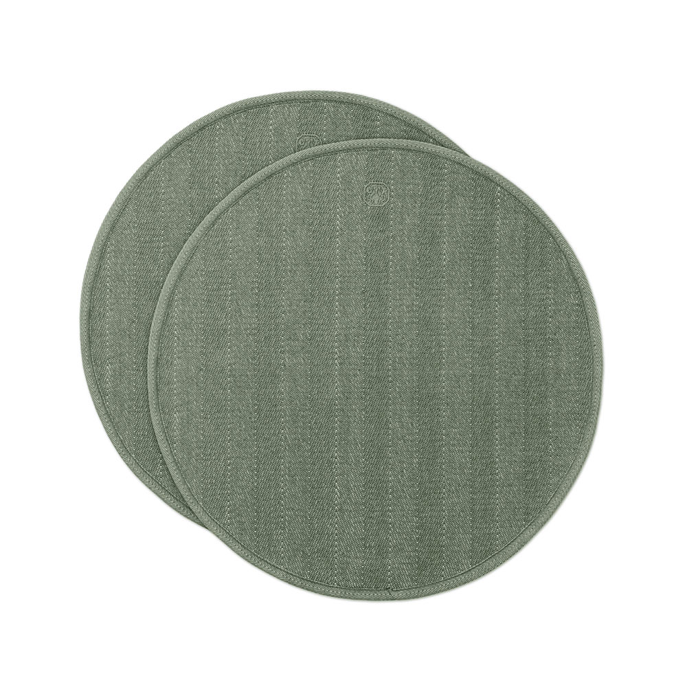 ラウンドプレースマット ヘリンボーン φ40cm 2枚入 / ミネラルグリーン