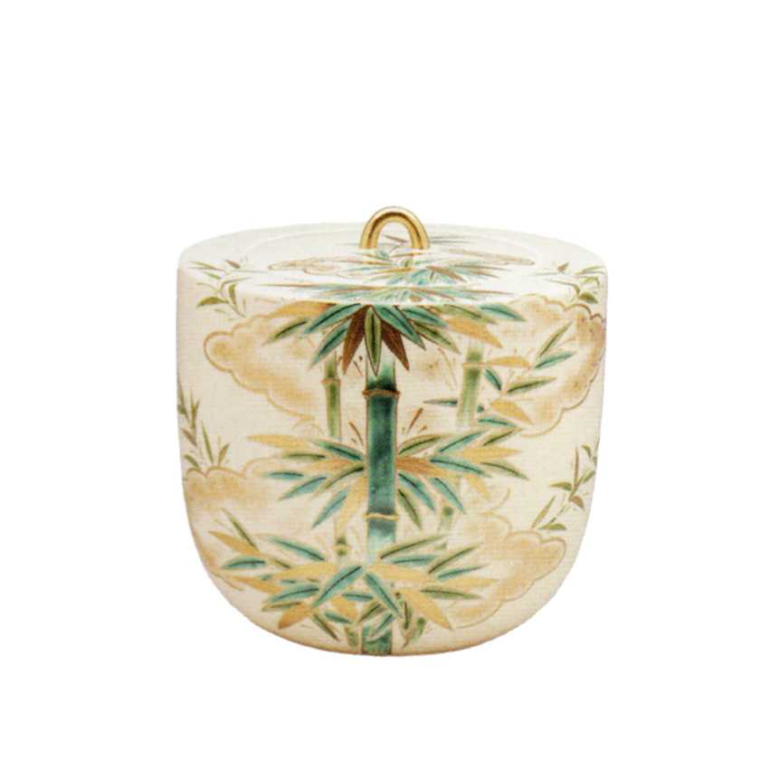 茶道具 水指（水差・みずさし） 京焼 色絵 竹ノ絵 水指 中村 秋峰