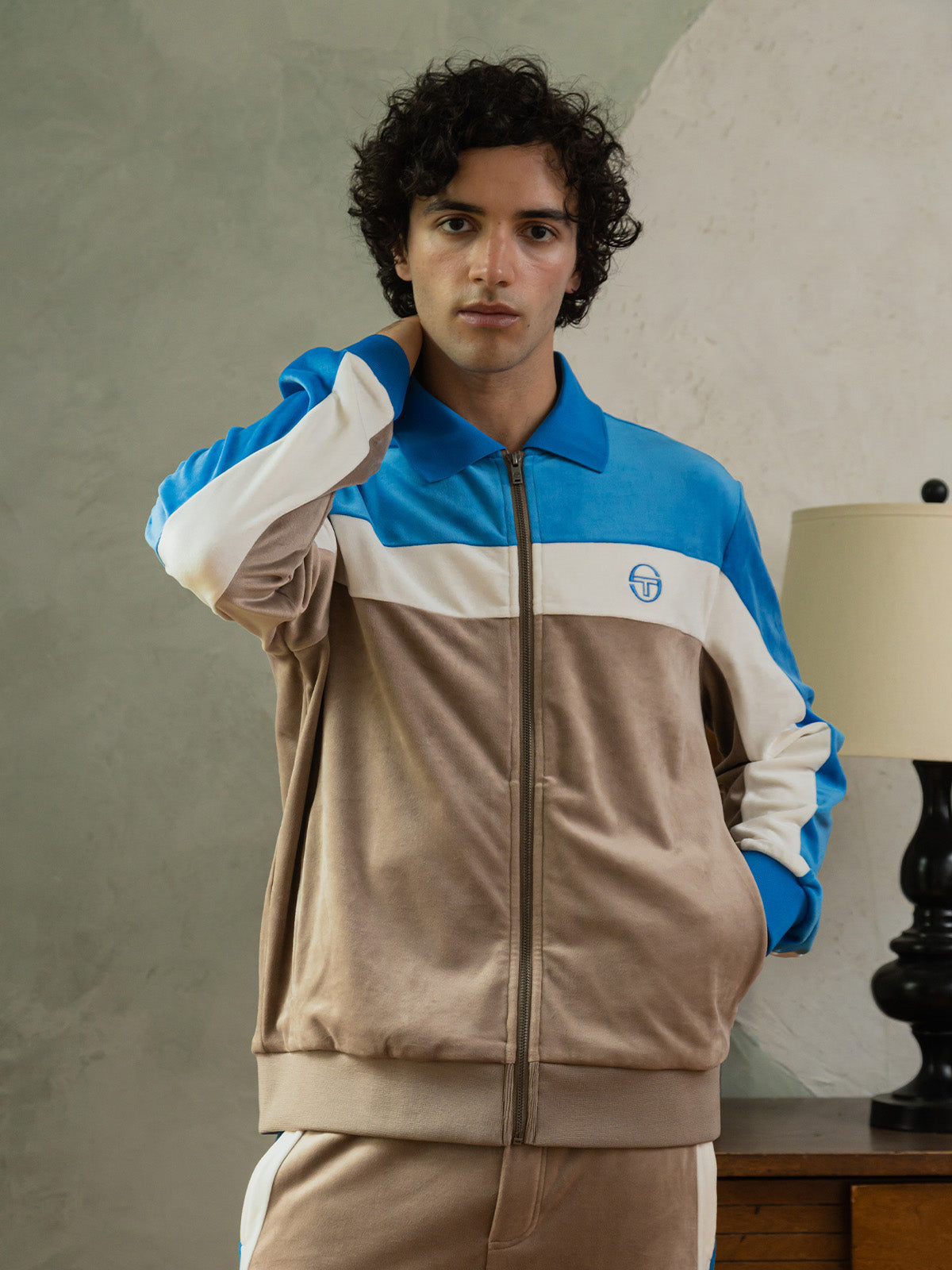 Lazaro Velour Track Jacket- Taupe Grey – Sergio Tacchini