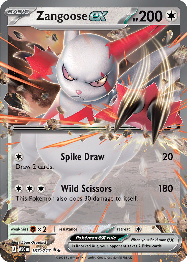 Serebii.net Pokémon Card Database - Ascended Heroes - #167 Zangoose ex