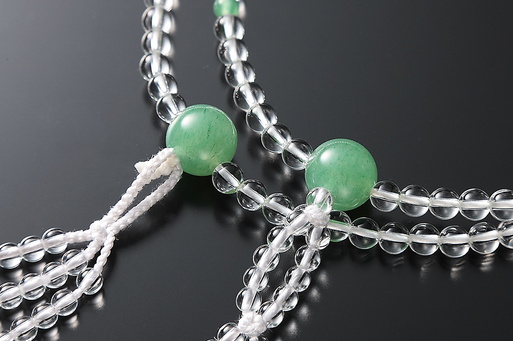 創価学会仏壇 SGI仏壇の金宝堂 高級天然石念珠【水晶 翡翠仕立】