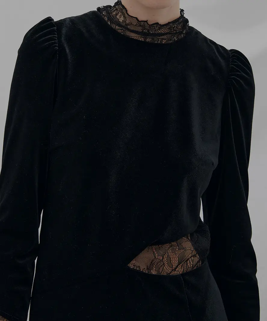 Sサイズ】UND VELOUR HOLE LACE DRESS Ameri VINTAGE（アメリ