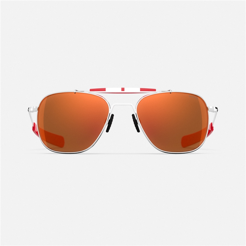 Randolph x Shelby Aviator II Sunglasses - Bright Chrome/Red