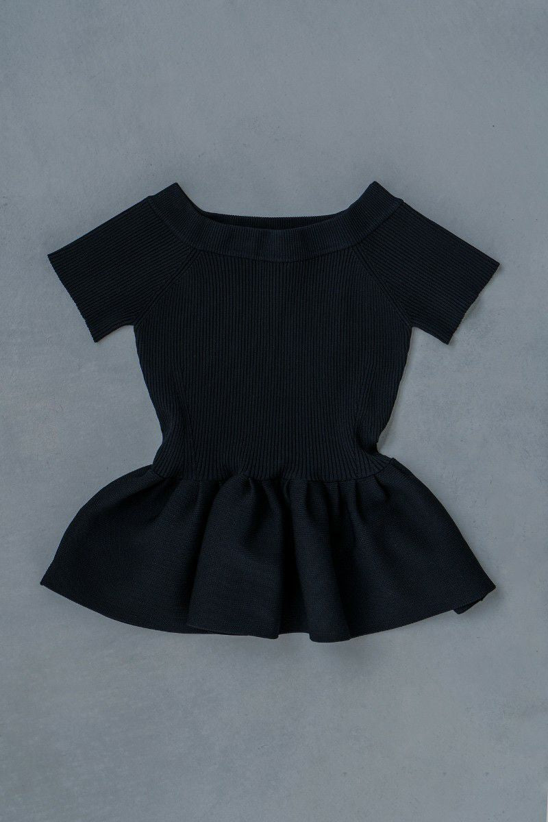 off shoulder knit peplum tops – shéller / シェリエ