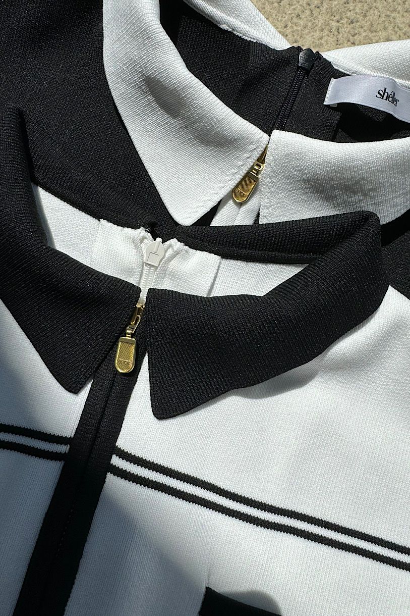 zip bicolor knit dress – shéller / シェリエ