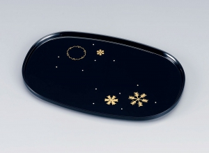 盆お盆・お膳-越前塗 溜塗（ためぬり）尺3小判盆［1枚］ | 越前漆器粂治郎