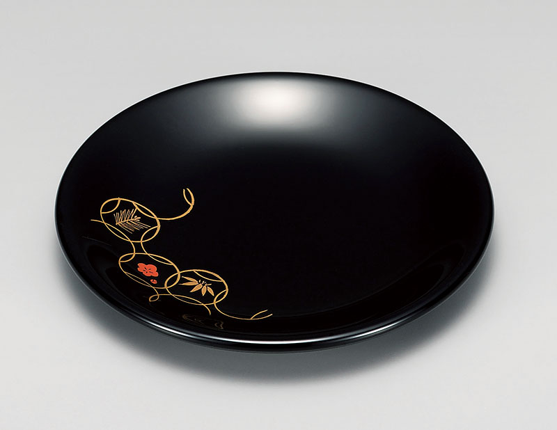 銘々皿お皿-【手描き蒔絵・磨き蒔絵】七宝松竹梅 銘々皿［5枚］ | 越前