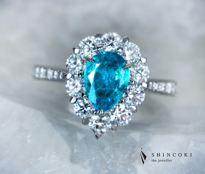 HANDMADE】PT950 ブラジル産パライバトルマリン リング 1.158ct