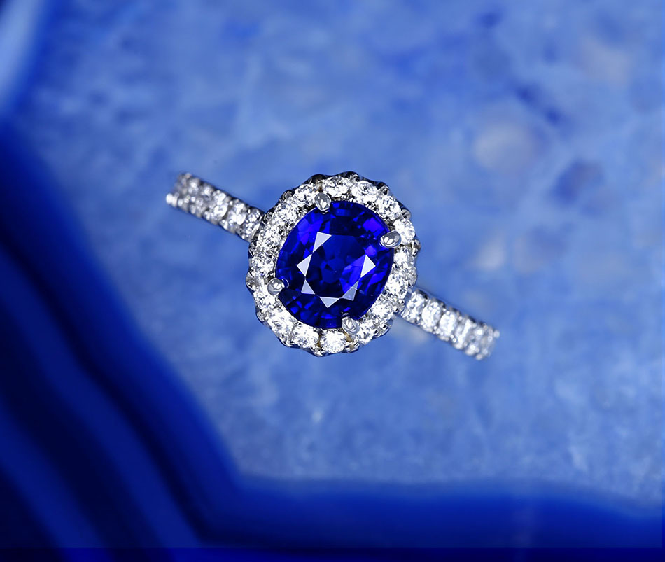 HANDMADE】PT900 1.315ct ロイヤルブルー サファイア リング 0.318ct