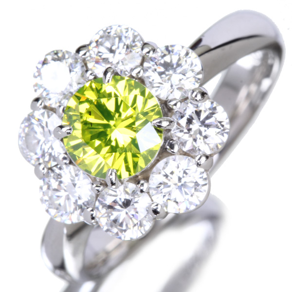 HANDMADE】PT900 アップルグリーンダイヤモンド 0.76ct ダイヤモンド