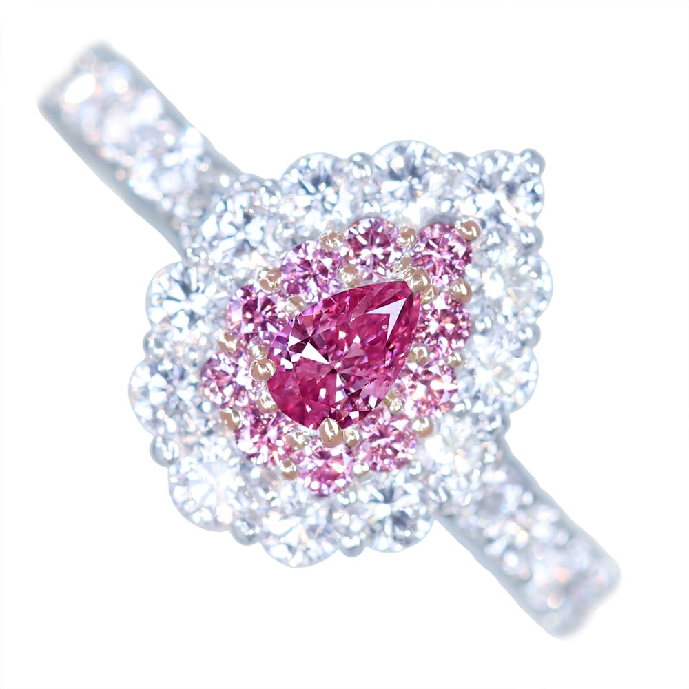 HANDMADE】PT900 天然ピンクダイヤモンド 0.176ct FANCY INTENSE