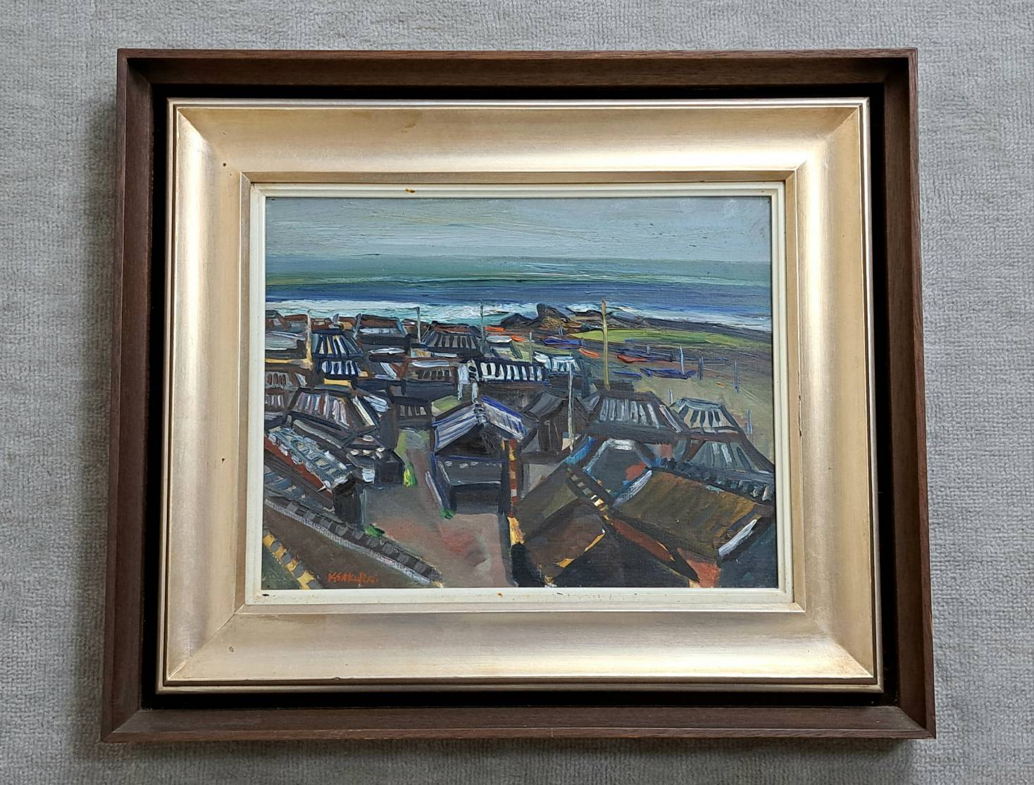 櫻井慶治 油彩「漁村」6号 | 新栄堂