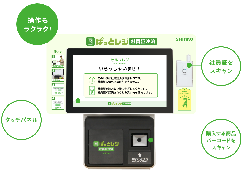 ぱっとレジ 社員証決済（社員証決済専用セルフレジ）