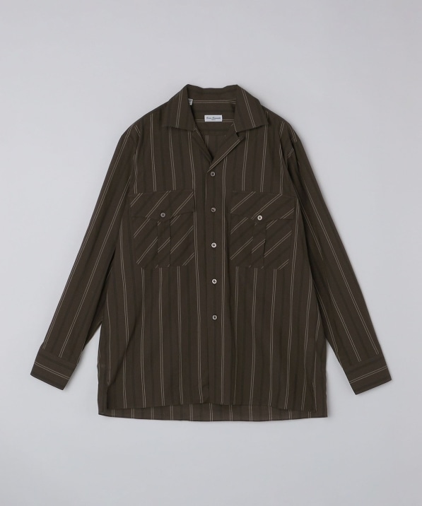 SHIPS別注】Errico Formicola: ストライプ オープンカラー シャツ