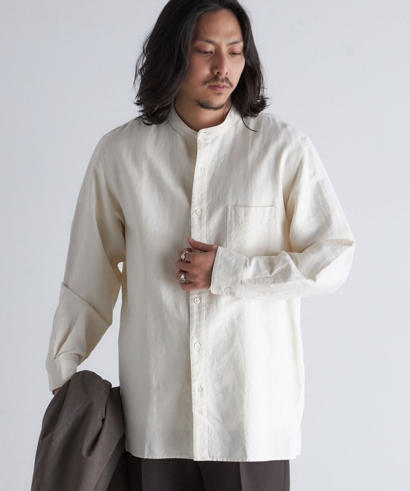 SHIPS: バンドカラー コットン ラミー シャツ アウター｜ SHIPS 公式サイト