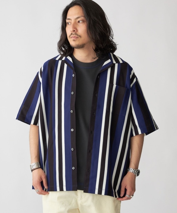 SHIPS: ハニカム ストライプ オープンカラー シャツ｜ SHIPS 公式サイト