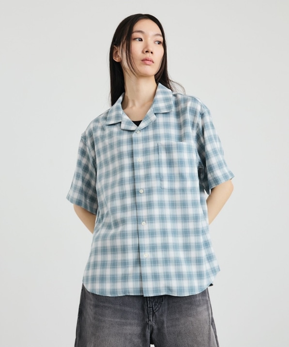 City Ambient Products: オープン カラー オンブレ チェック シャツ