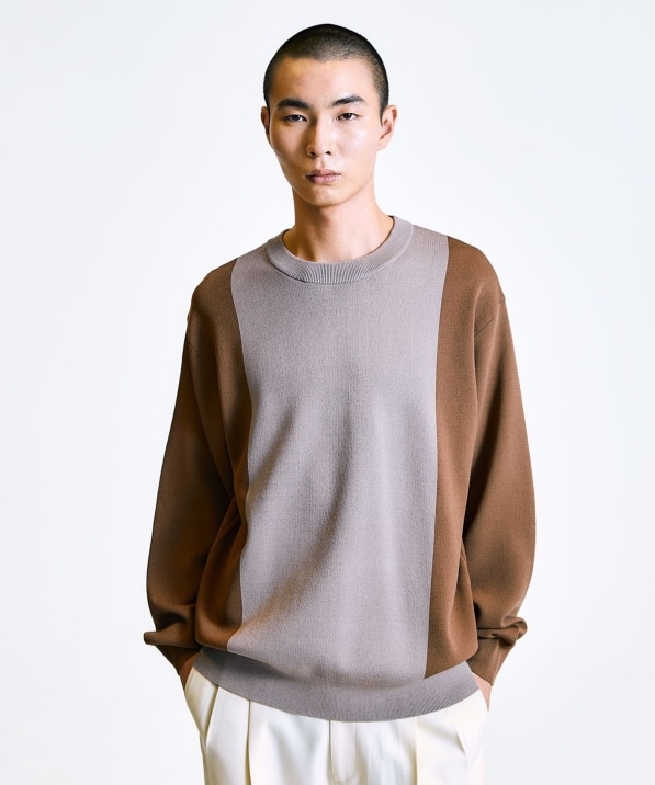 City Ambient Products:〈手洗い可能〉バイカラー クルーネック ニット