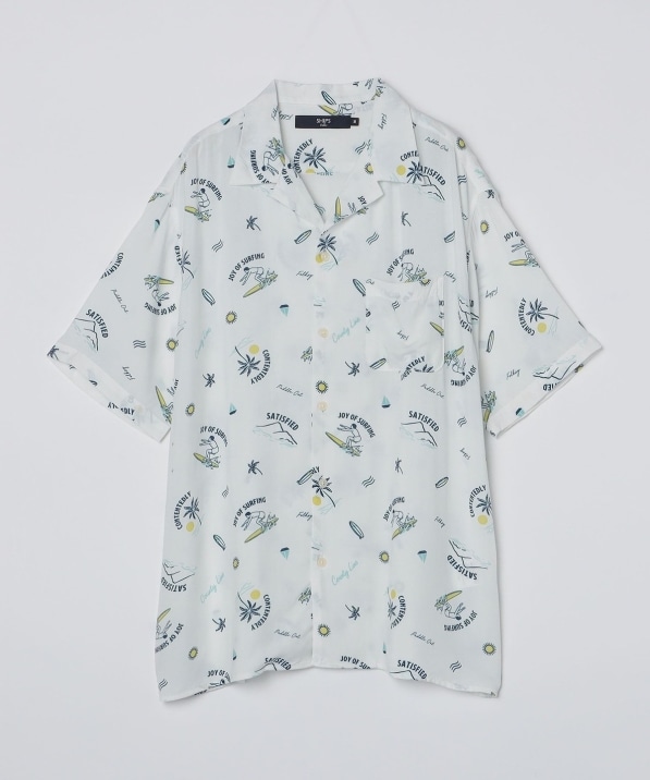 SHIPS Colors:〈洗濯機可能〉レーヨン プリント オープンカラー シャツ