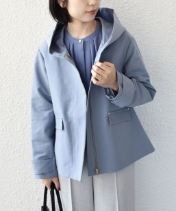 quaranciel: ダブル サテン スタンドカラー ブルゾン コート｜ SHIPS